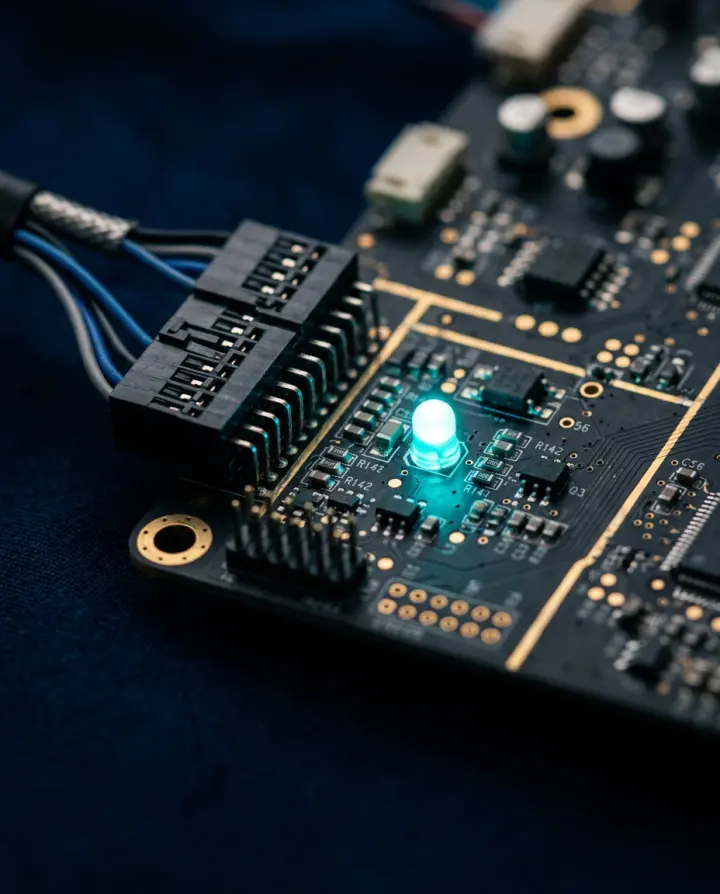 Close-up of venue electronics and circuit boards